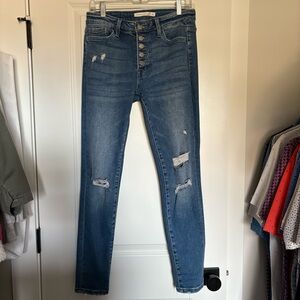Midrise Distressed Blue Jeans